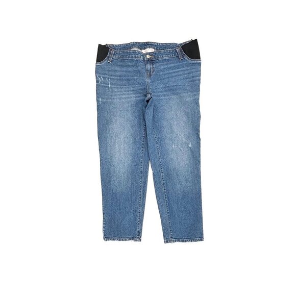 Isabel Maternity 90's Straight Distressed Women's size 12 Medium Blue Denim jean - Picture 1 of 4